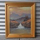 Signeret maleri 
med 
landskabsmotiv 
af flod i 
bjerglandskab
Kunstner John 
Rubani
Olie på ...