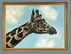 B. Worm olie på 
plade i 
guldramme.
Motiv af 
giraf.
Signeret B. 
Worm 1961.
Mål: 56 x 74 
cm. ...