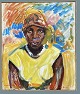 Ulla Haakø 
Weinert Olie på 
lærred.
Portræt af 
afrikansk 
kvinde. 
Signeret Ulla 
Haakø W., Congo 
...
