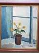 Knud Horup 
(1926-73):
Gul 
potteplante i 
vindue.
Olie på 
lærred.
Sign.: Horup
75x65 (85x75)