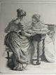 Frans Schwartz 
(1850-1917):
2 kvinder der 
spiller Halma - 
Halmaspillerskerne 
1894.
Radering på 
...