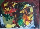 Maleri Akryl på 
Papir monteret 
på lærred 38 x 
51 cm Asger 
Jorn Uden titel 
Paris 1967 
Signeret ...