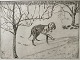 Christian 
Juel-Madsen 
(1890-1923):
Hund i sneen.
Radering på 
papir.
Sign.: Juel 
Madsen ...