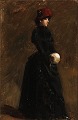"Elegant kvinde 
med rød hat, 
Roma 1880" Flot 
oliemaleri ...