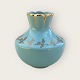 Bornholmsk 
keramik, Turkis 
vase med guld 
dekoration, 
10cm høj, 9cm i 
diameter *pæn 
stand*