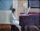 Friis Nybo, 
Poul (1869 - 
1929) Danmark: 
Pige spiller 
klaver. Olie på 
lærred. 
Signeret. 32 x 
41 ...