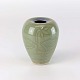 Miniature vase 
i grøn glaseret 
stentøj med blå 
topkant med 
motiv af blomst 
og ...