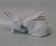 Kgl. figur fra 
Royal 
Copenhagen 0518 
Et par hvide 
kaniner 5 x 10 
cm, Design 
Arnold Krog 
1895 I ...