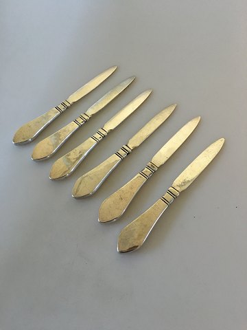 6 x Georg Jensen Continental Sølv 830 S Frugtknive No 12 med meget tidlige 
stempler.