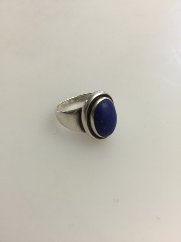 Georg Jensen Sterling Silver Ring No 46B Ornamented with Lapis Lazuli