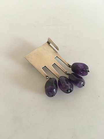 Ole Bent Petersen for Sølvform Sterling Sølv Broche med Amethyst Sten