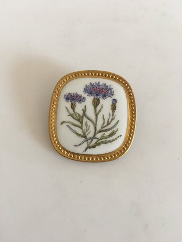 Royal Copenhagen Flora Broche / Vedhæng i Sterling Sølv og Porcelæn