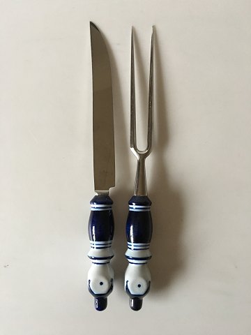 Rosenthal Blue Bjorn Wiinblad Siena Meat Cutting Set in Ceramic and Stainless 
Steel