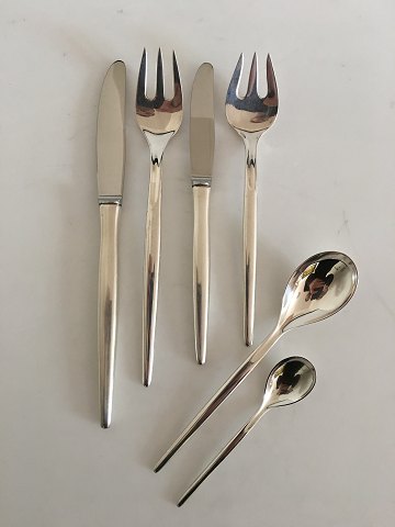 "Tulip" Anton Michelsen Sterling Silver Flatware Set for 12 People. 72 Pieces