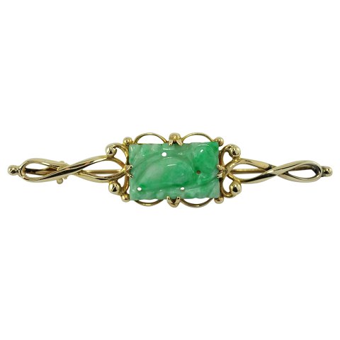 Viggo Wollny; Broche af 14 kt. med jade