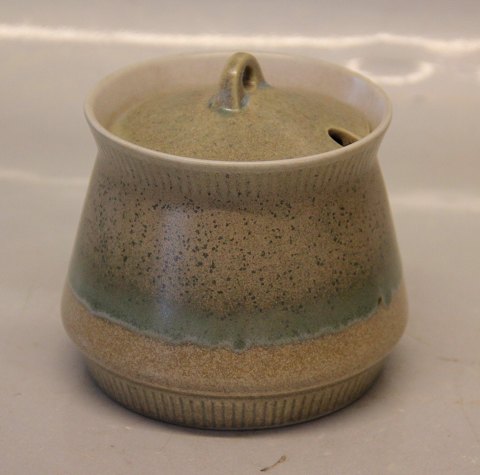 Marmelade jar with lid 10 cm Danish Green Glazed Pottery from Knabstrup