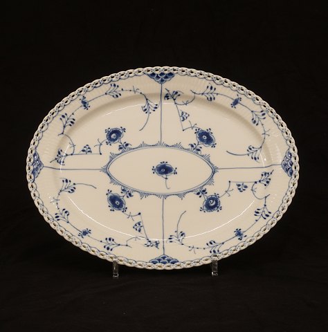 Royal Copenhagen blue fluted full lace oval plate. 
#1148. L: 28cm