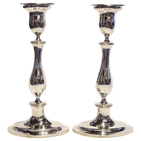 Fridrich Hammer; Danish candleholders of hallmarked silver, 1813