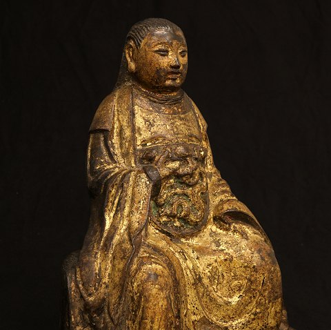 Vergoldete Bronzenfigur zeigend Zhenwu, 
taoistischer Gott. Mingdynastie um 1600. H: 34cm