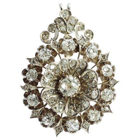 A 19th century diamond pendant mounted in gold and silver