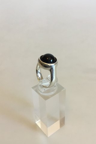 Georg Jensen Sterling Sølv Sphere Ring No 473 med Sort Agat.