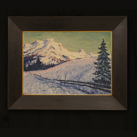 Heinrich Blunck, 1891-1963, Alpenlandschaft. Öl 
auf Platte. Signiert. Lichtmasse: 35x50cm. Mit 
Rahmen: 52x67cm