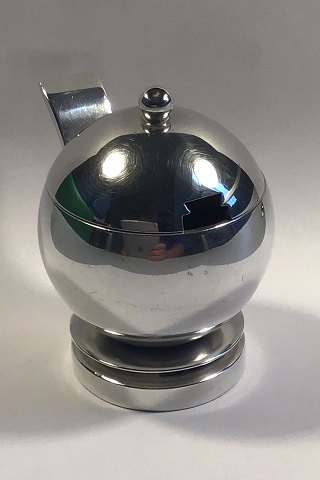 Georg Jensen Pyramide Sterling Sølv Sennepskrukke med grøn emalje  No 632