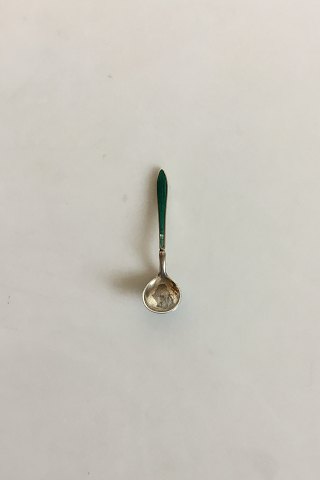 David Andersen, Norway, Gilded Salt Spoon with green Enamel