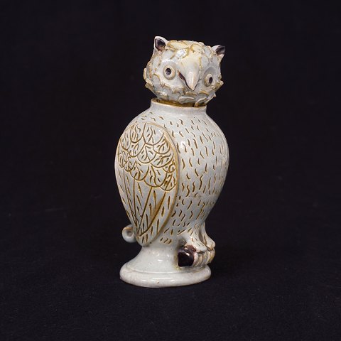 A Little owl with light blue glaze. Seeland, 
Denmark, late 19th century. H: 16cm