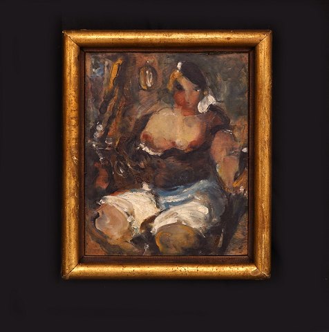 Povl Jerndorff, 1885-1933, kvindestudie. Olie på 
plade ca. år 1925-30. Lysmål: 22x17,5cm. Med 
ramme: 27x22,5cm