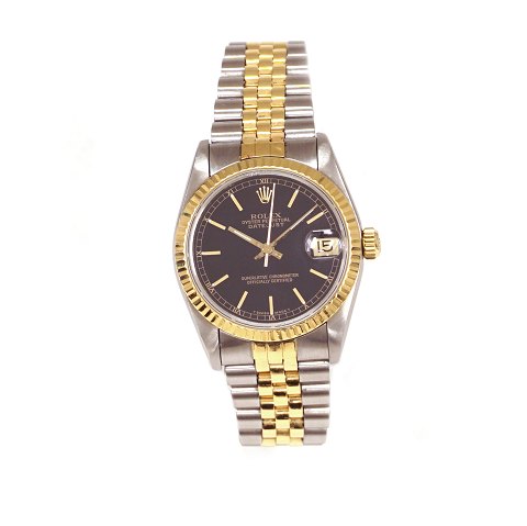 Rolex Oyster Perpetual Datejust, Gold/Stahl. 
Verkauft am 10.04.91. Wird mit Kaufsquittung, 
Zertifikat, Box etc. geliefert. Ref. 68273. D: 
31mm. Guter Zustand