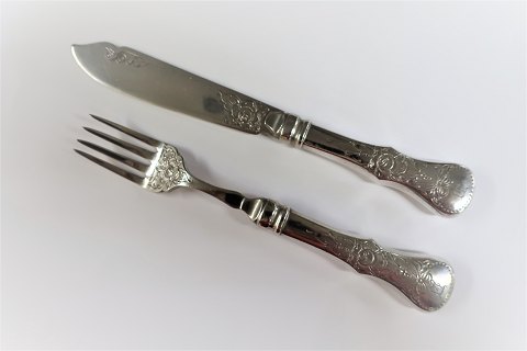 Norwegian silverplate flatware. Rose. 10 sets of fish cutlery. Sold together.
