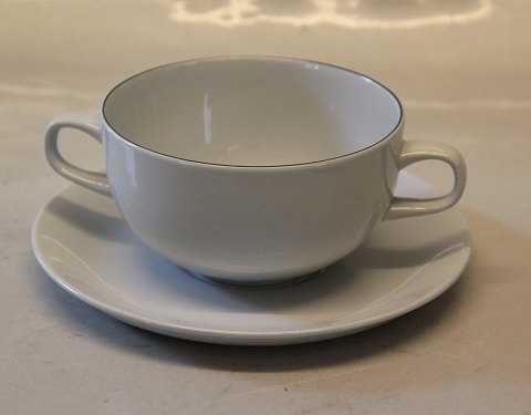 Aluminia Copenhagen Faience Blue Line 3081  Soup cup two handles and saucer 17 
cm (247)