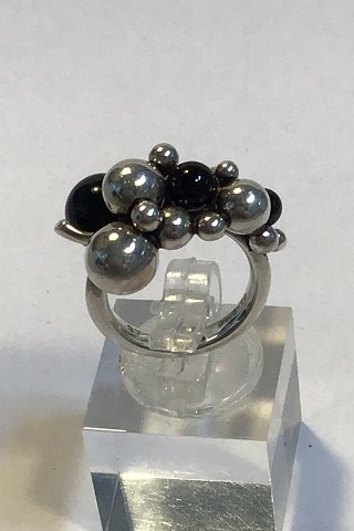 Georg Jensen Sterling Silver Ring Moonlight Grapes Onyx, Small