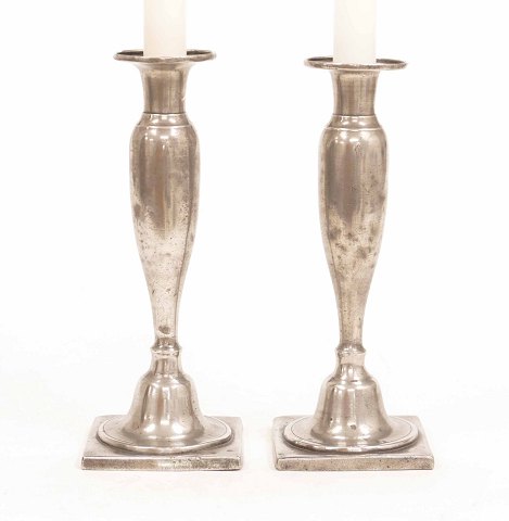 A pair of early 19th century pewter candlesticks. 
Denmark circa 1820. H: 21cm