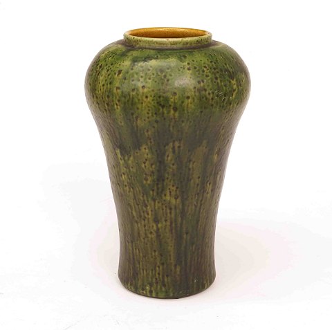 A green glazed vase by Kähler. Signed. H: 35cm