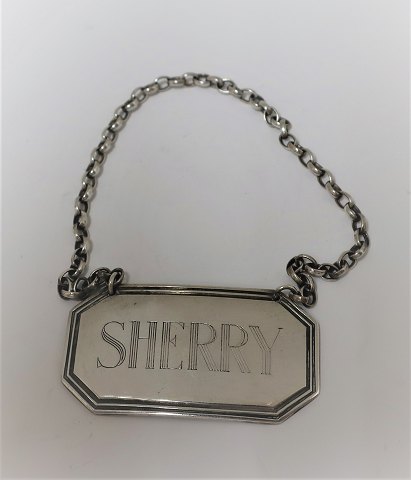 Silberflaschenschild (925). Sherry. Englisch.