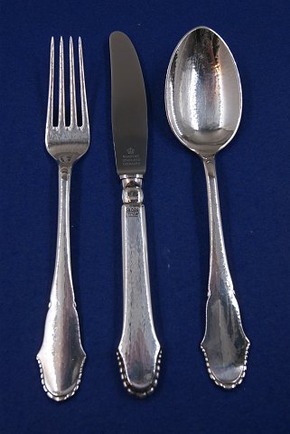 Christiansborg Danish silver flatware, set dinner cutlery of 6 x 3 pieces, in all 18 pieces