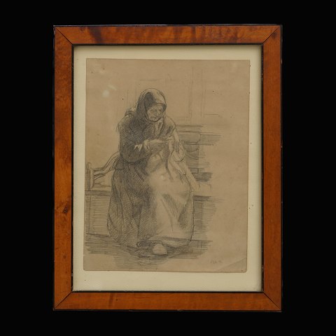 Michael Ancher, 1849-1927, drawing. Signed. 
Visible size: 25x20cm. With frame: 34x27,5cm
