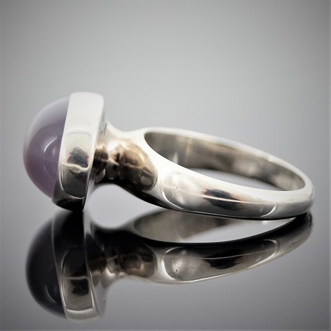 Georg Jensen, Nanna Ditzel; A ring of sterling silver set with a purple 
moonstone #123B