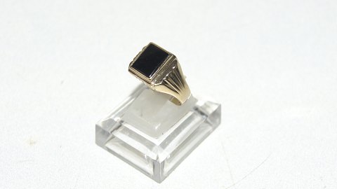 Elegant Herre ring med sort onyx 14 karat guld