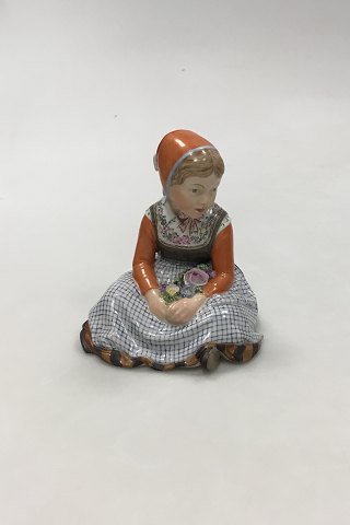 Royal Copenhagen overglaze regional figurine of girl with flowers "Fyn" = "Funen" No 12420