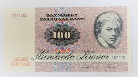 Dänemark. Banknote 100 kr 1975 A5. Uncirculated.