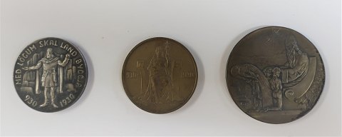 Island. Althingi 1000-jähriges Jubiläum 930-1930. Set bestehend aus 2 Kronur 
1930 Bronze, 5 Kronur 1930 Silber und 10 Kronur 1930 Silber.