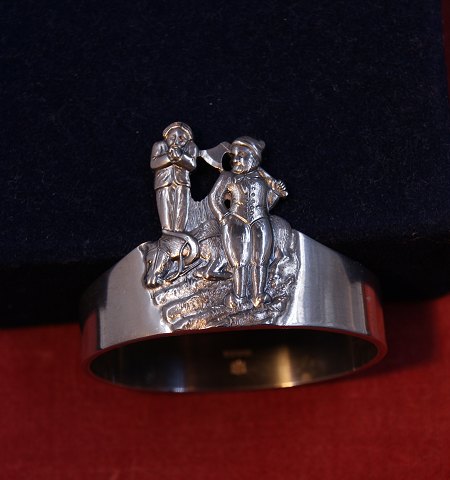 The Flying Trunk child's napkin ring of Danish solid silver