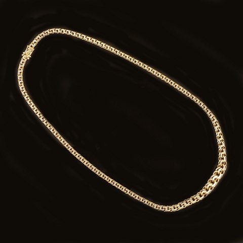 Bremer Jensen, Randers: Halskette aus 14kt Gold. 
L: 48cm. B: 4-8mm. G: 27gr