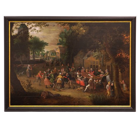 David Vinckboons Kreis: Dorffeier. Holland um 
1620-30. Lichtmasse: 72x104cm. Mit Rahmen: 
83x115cm