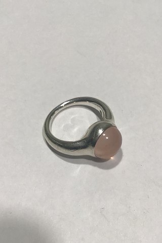 Georg Jensen Sterling Silver Ring No 453 Droplet Rosa Quartz