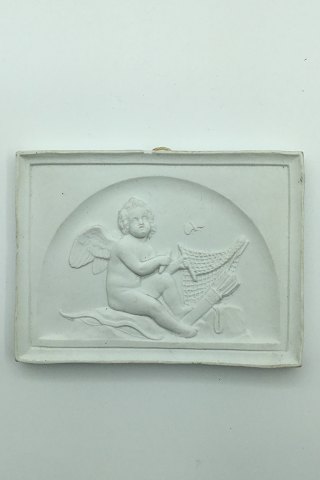 Thorvaldsen: Royal Copenhagen Porcelæn Biscuit Platte Kgl. "Amor Virker et Net"