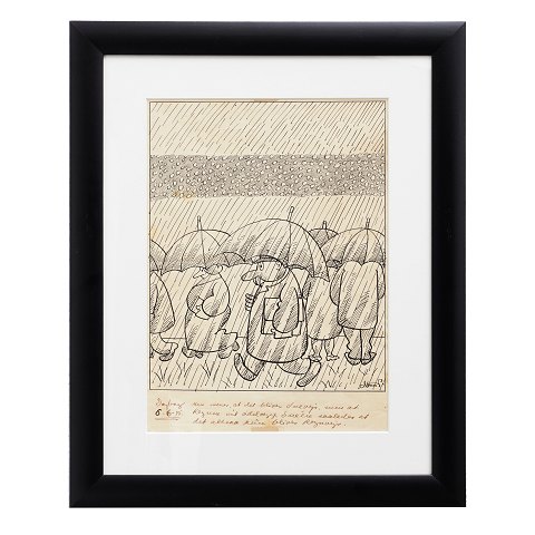 Robert Storm Petersen, 1882-1949, indian 
ink/paper. Signed and dated 06.06.45. Visible 
size: 38x27cm. With frame: 55x45cm